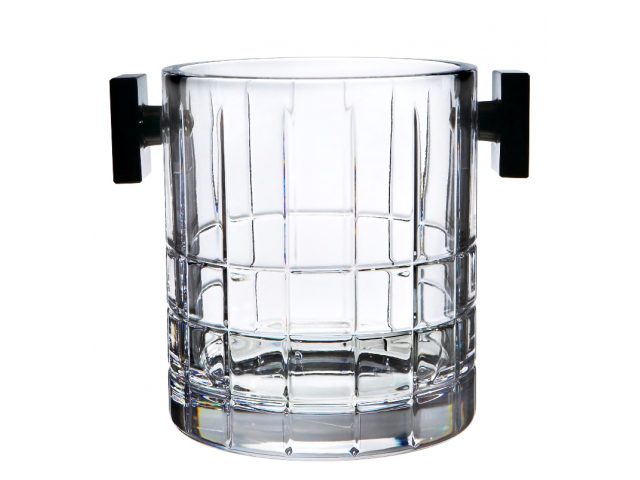 Orrefors Street Ice bucket in clear crystal with rectangular cuts
